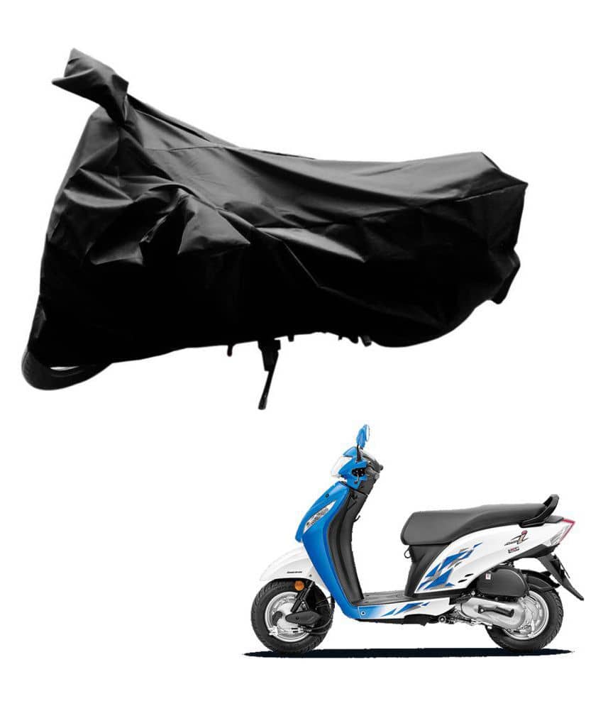 AutoRetail Dust Proof Two Wheeler Polyster Cover for Honda Activa i (Mirror Pocket, Black Color)