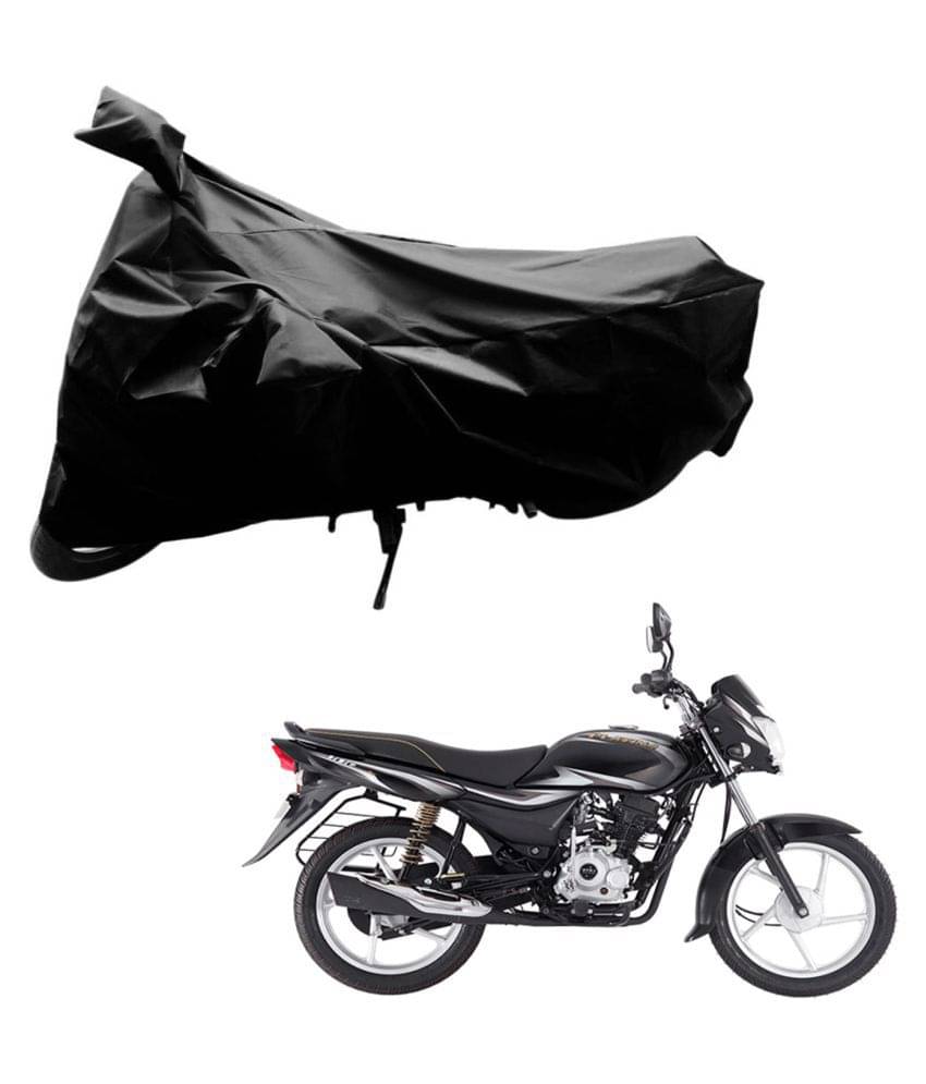     			AutoRetail Dust Proof Two Wheeler Polyster Cover for Bajaj Platina 100 Es (Mirror Pocket, Black Color)