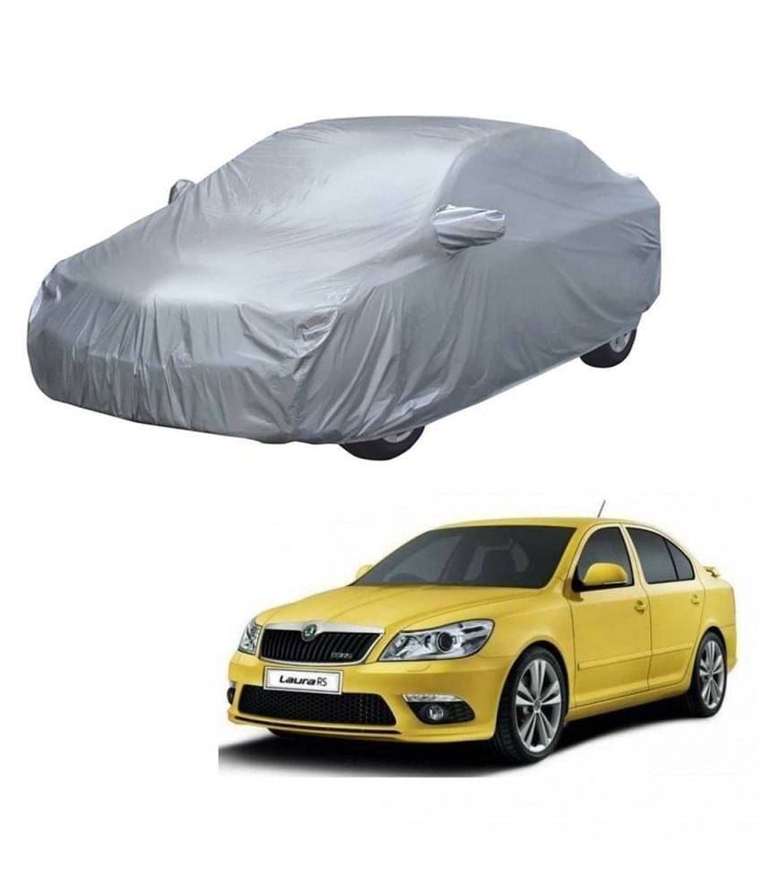     			Autoretail Silver Color Dust Proof Car Body Polyster Cover With Mirror Pocket Polyster For Skoda Laura