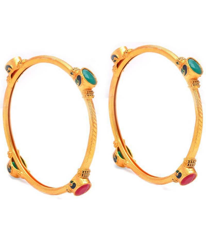 Jewar Mandi Bangles Set Gold Plated Emerald Ruby 2.6 Inches Jewelry 8085 - Bangles & Bracelets | Buy online on ZillyBuy
