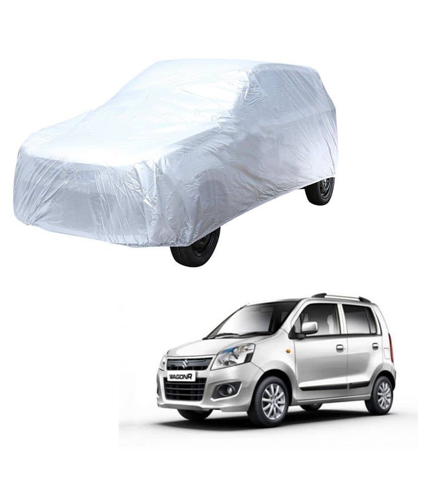 Autoretail Silver Color Dust Proof Car Body Polyster Cover Without Mirror Pocket Polyster For Maruti Suzuki Wagonr