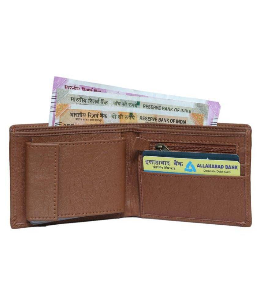    			Wallet Baazar Leather Tan Casual Short Wallet
