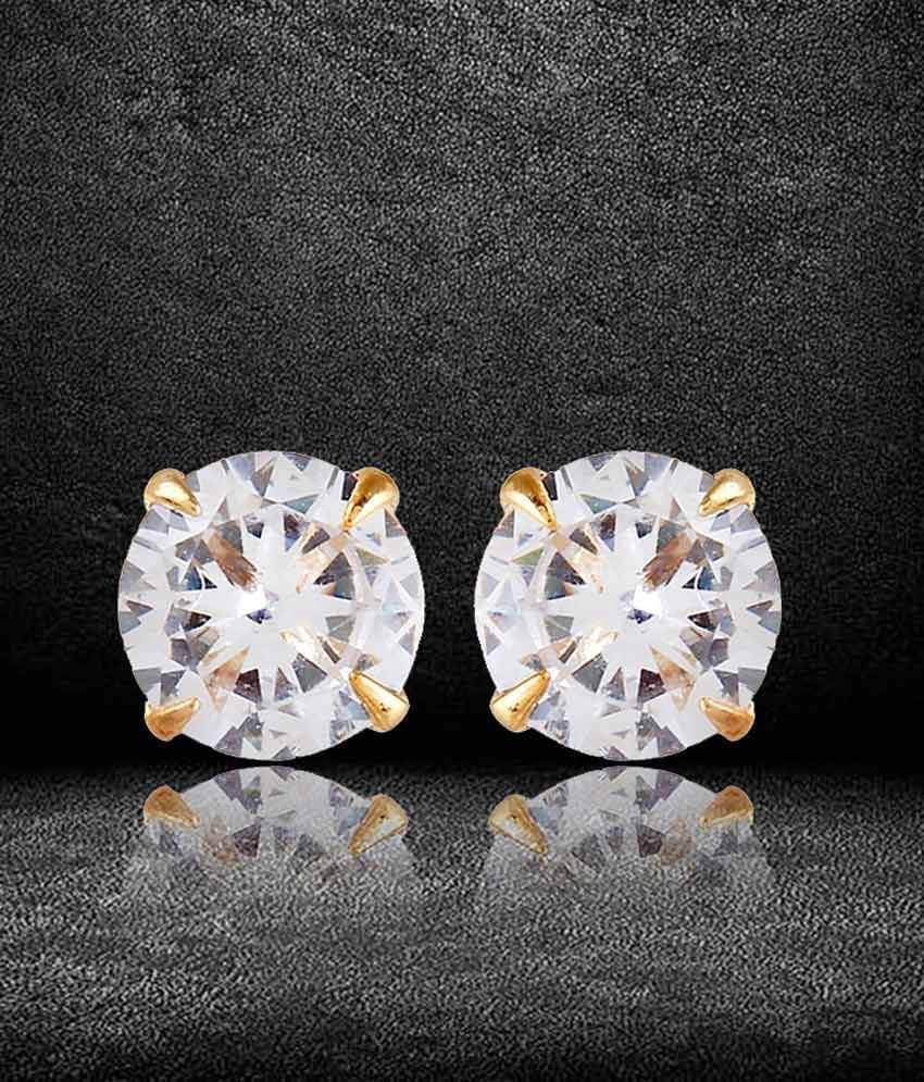 YouBella Collection White American Diamond CZ Earrings Combo of