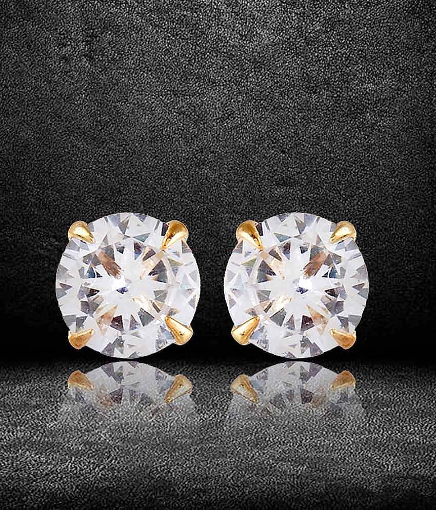 YouBella Collection White American Diamond CZ Earrings Combo of