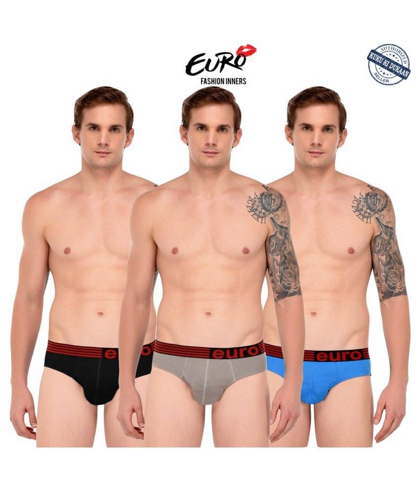     			EURO FASHION Multi Brief Pack of 3