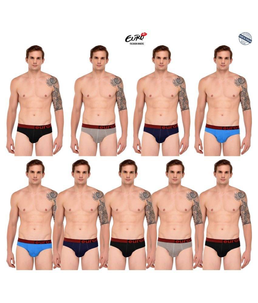     			EURO FASHION Multi Brief Pack of 9