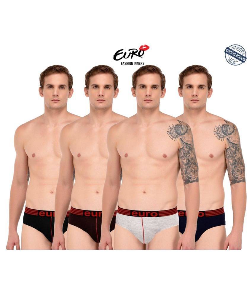     			EURO FASHION Multi Brief Pack of 4