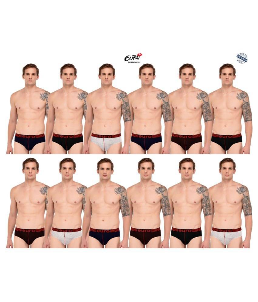     			EURO FASHION Multi Brief Pack of 12