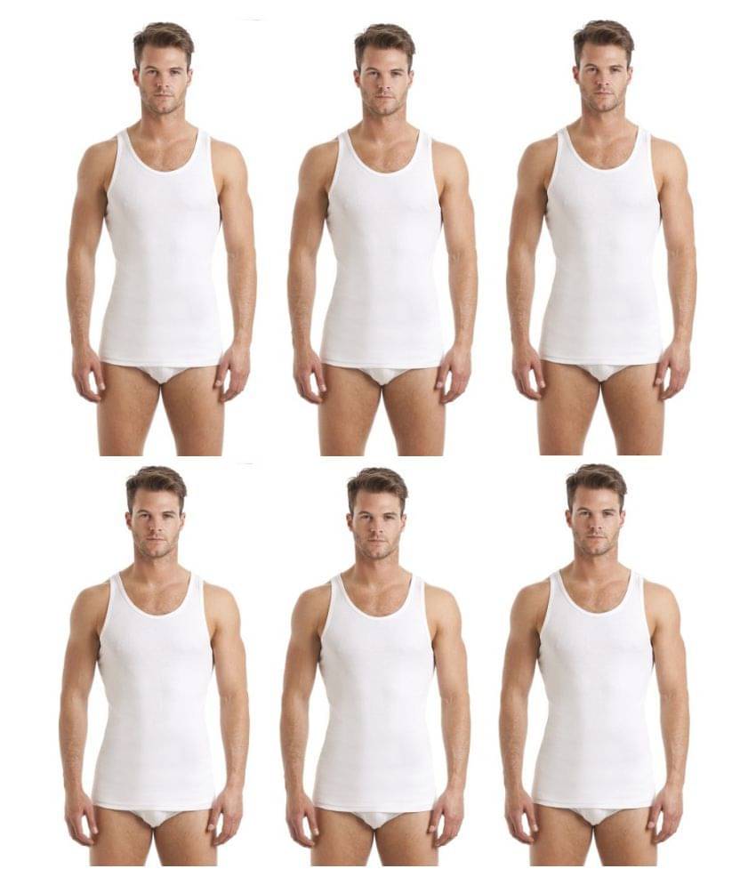 D1 DIFFERENT ONE White Sleeveless Vests Pack of 6 D1 DIFFERENT ONE White Sleeveless Vests Pack of 6
