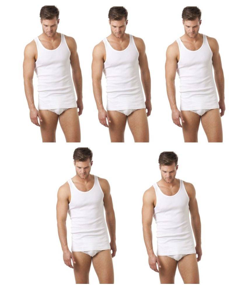 D1 DIFFERENT ONE White Sleeveless Vests Pack of 5 D1 DIFFERENT ONE White Sleeveless Vests Pack of 5