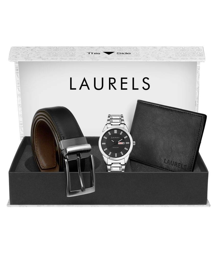     			Laurels Combo Pack: Black Day & Date Function Watch, Black Leather Wallet & Black-Brown Reversible Belt-CP-INC-III-020707-ASP-02-MG-0209