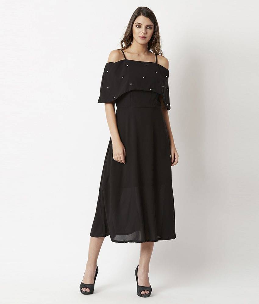 Miss Chase Women Georgette A-line Dress ( Black ) Miss Chase Women Georgette A-line Dress ( Black )