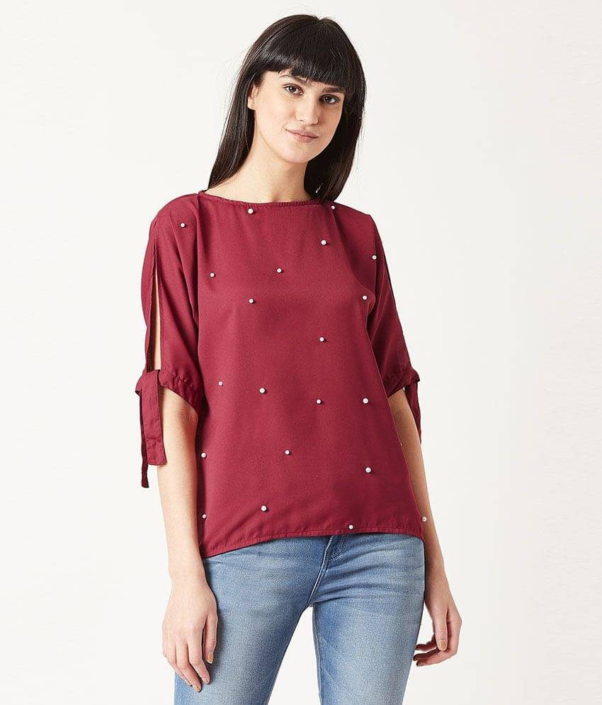     			Miss Chase Women's Polyester Regular Top ( Maroon )