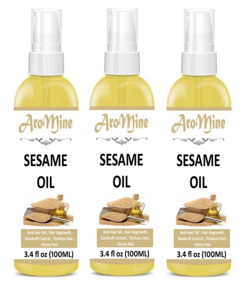 Aromine 100% Pure & Natural Sesame Oil For Hair Growth- 300 ml Pack of 3 Aromine 100% Pure & Natural Sesame Oil For Hair Growth- 300 ml Pack of 3