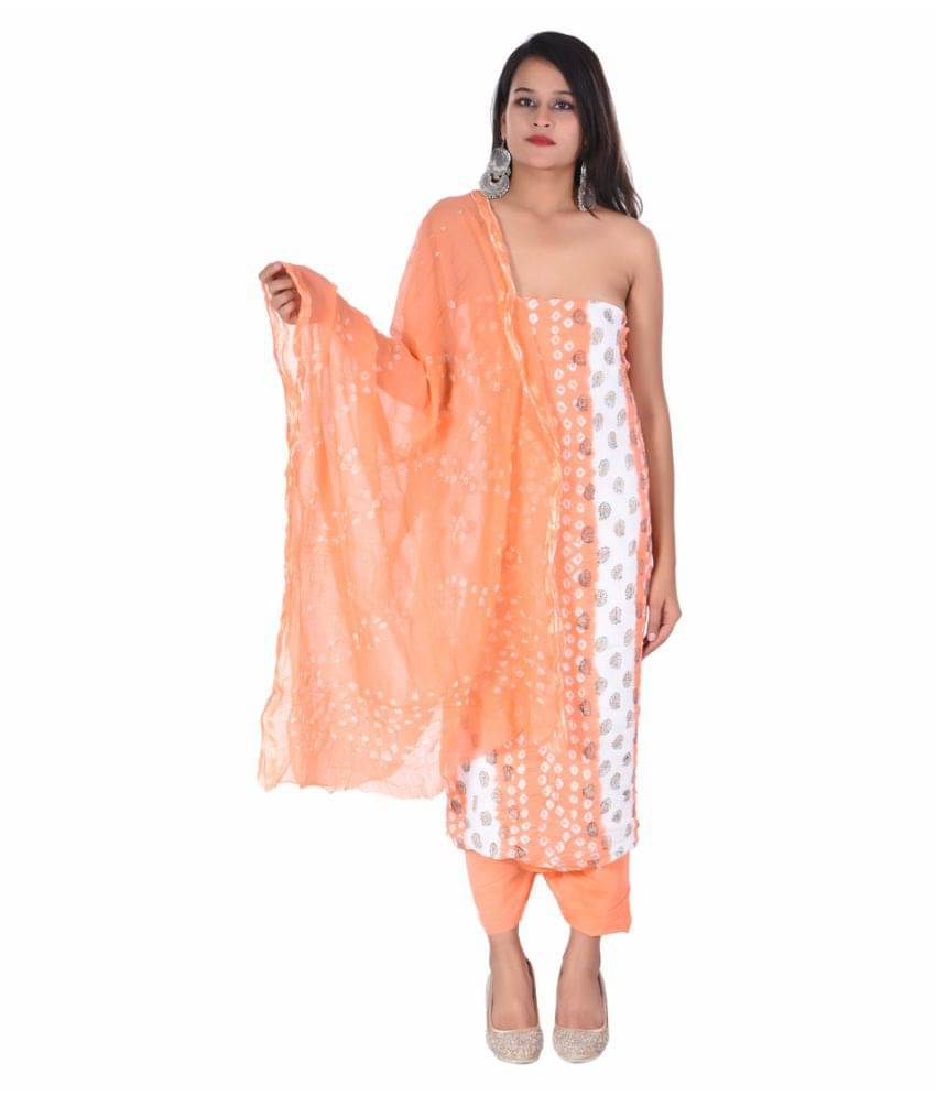     			Aprtim White Cotton Dress Material