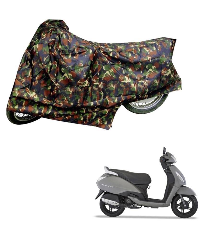     			AutoRetail Dust Proof Two Wheeler Polyster Cover for TVS  Jupiter (Mirror Pocket, Jungle Color)