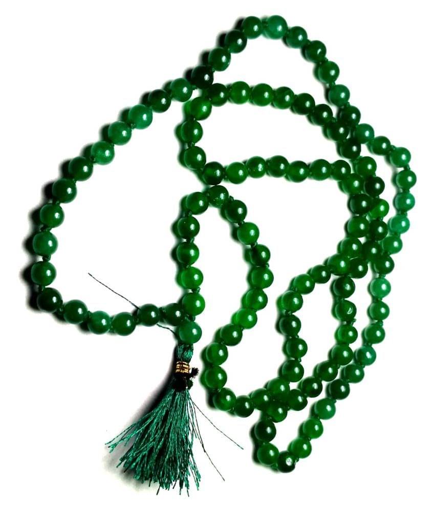     			Star Gems Green Agate Hakik Japa Mala with 108+1 Beads 6 mm #SG02