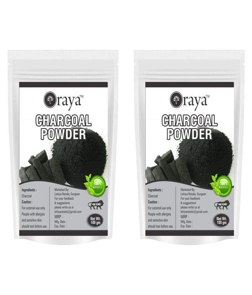 ORAYA Activated Charcoal Powder(200gm) Face Pack 200 gm Pack of 2     			ORAYA Activated Charcoal Powder(200gm) Face Pack 200 gm Pack of 2