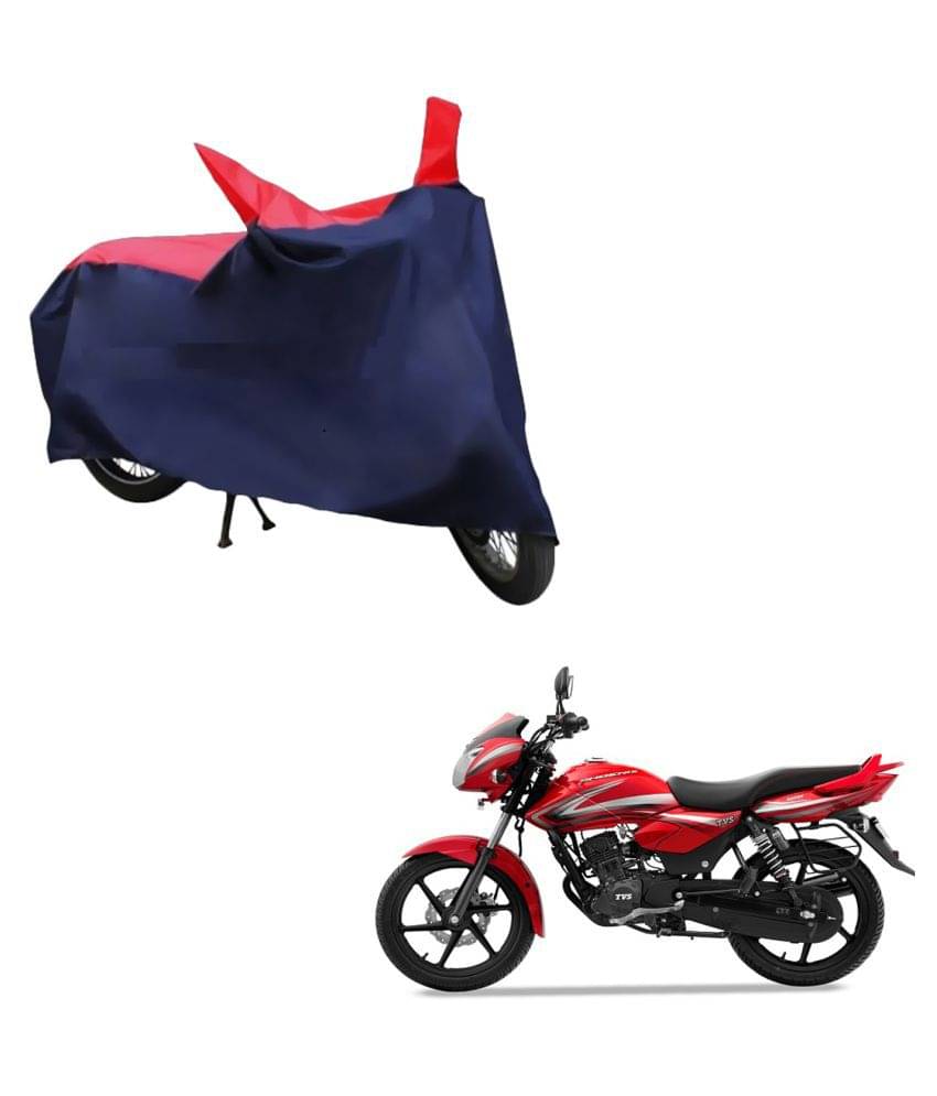     			AutoRetail Dust Proof Two Wheeler Polyster Cover for TVS Phoenix 125 (Mirror Pocket, Red and Blue Color)