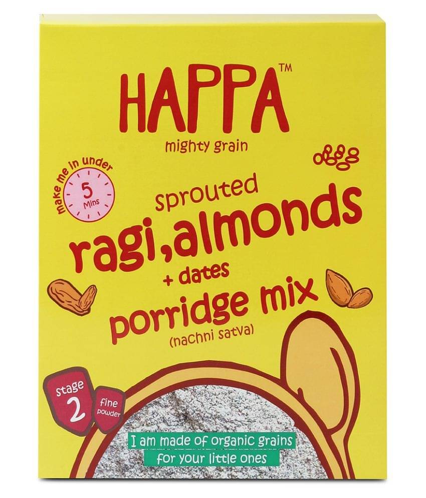     			Happa Sprouted Ragi,Almonds,Dates Porridge Mix Infant Cereal for 6 Months + ( 200 gm )