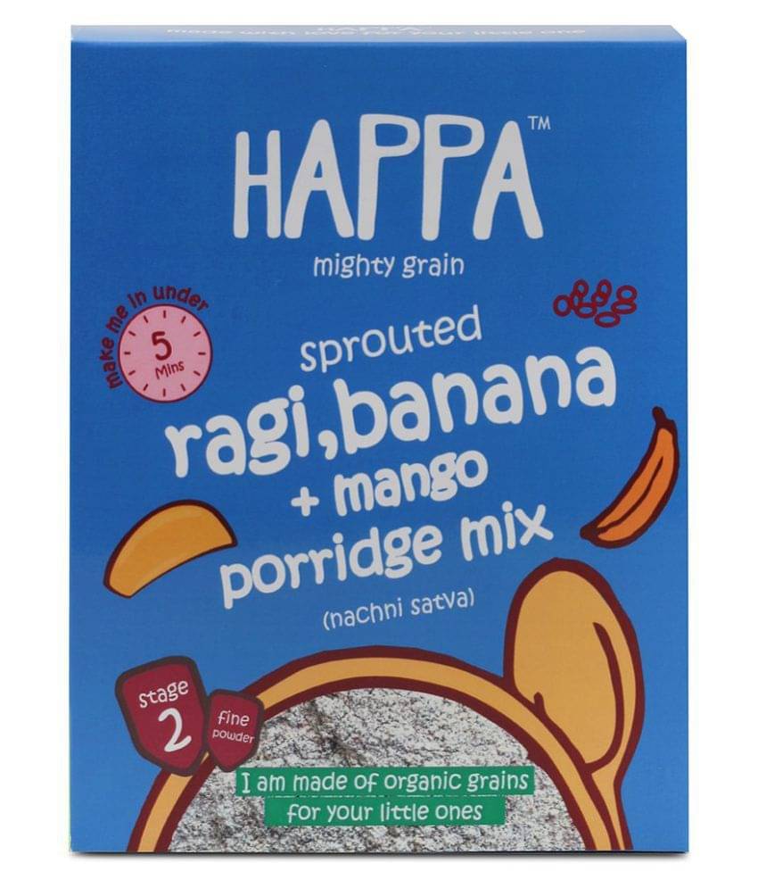     			Happa Sprouted Ragi,Mango,Banana Porridge Mix Infant Cereal for 6 Months + ( 200 gm )