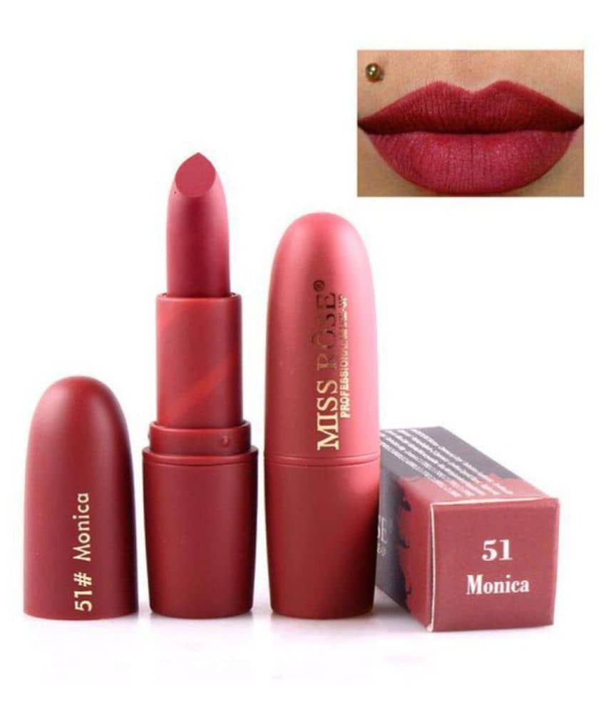 Miss Rose Professional Bullet Matte Waterproof Lipstick  - Monica(Brown Shade) | 3.4 gm
