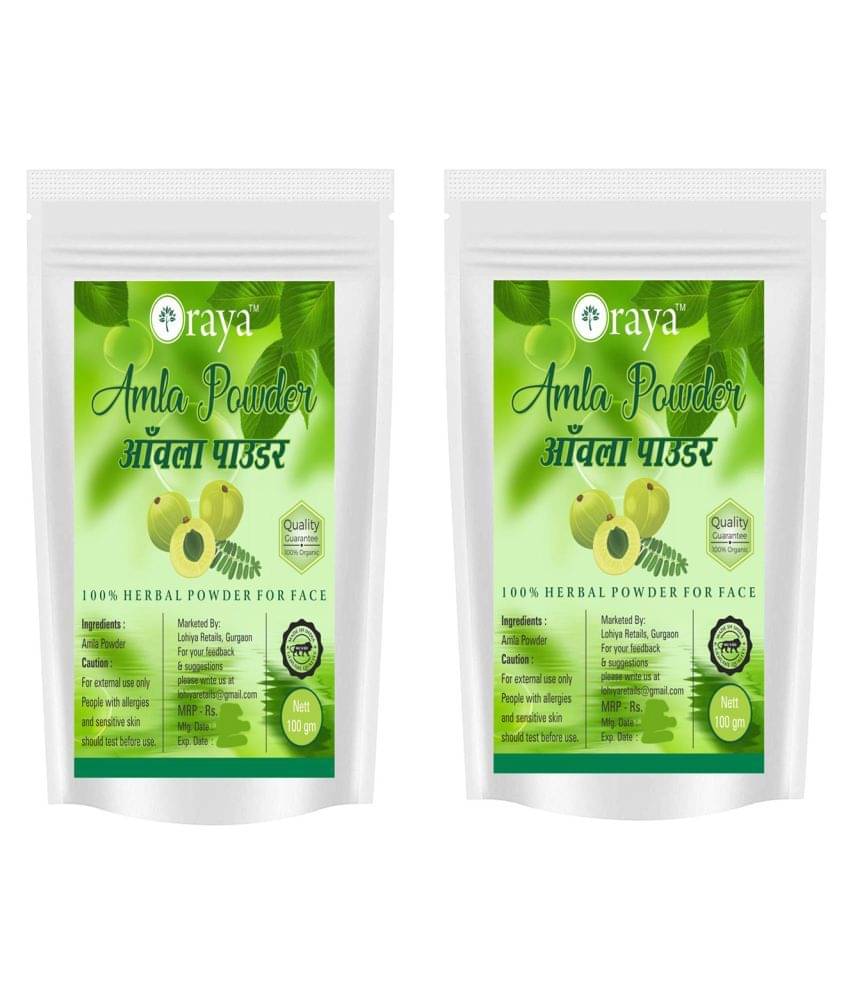 ORAYA 100% Natural Amla Powder(200 gms) Face Pack 200 gm Pack of 2     			ORAYA 100% Natural Amla Powder(200 gms) Face Pack 200 gm Pack of 2