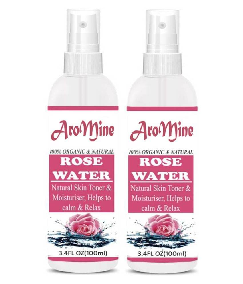 Aromine 100 % Pure & Natural Rose Water - Skin Freshener Cleanser 200 mL Pack of 2     			Aromine 100 % Pure & Natural Rose Water - Skin Freshener Cleanser 200 mL Pack of 2