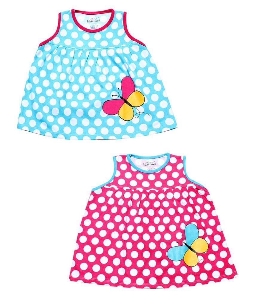     			Babeezworld Pack of 2 Baby Girls 100% Cotton Frocks ( Multi )