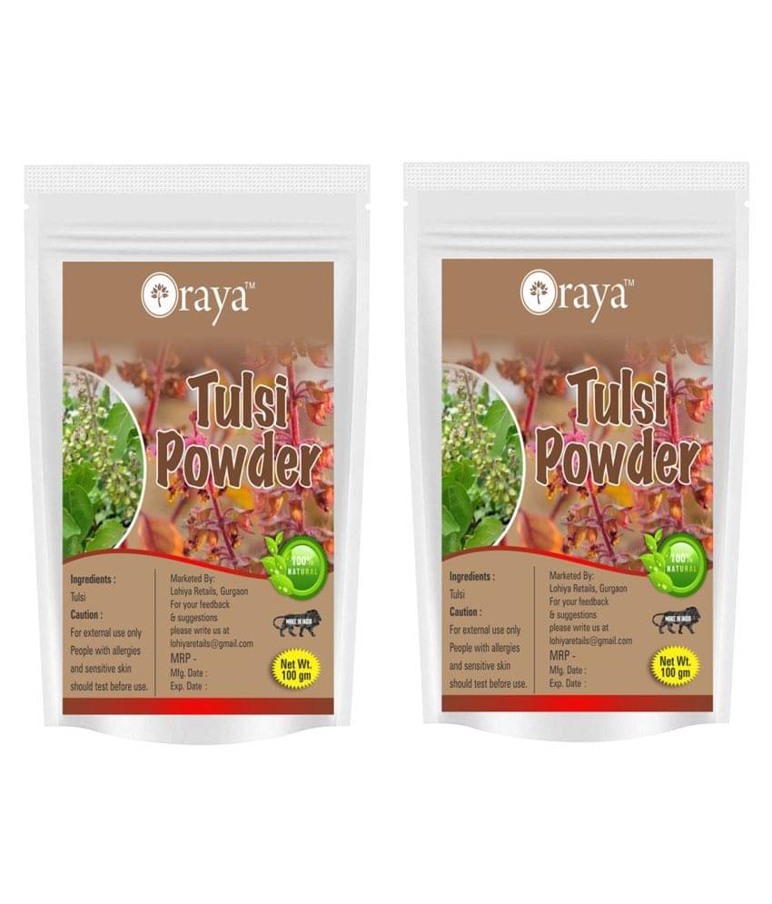     			ORAYA 100% Pure & Natural Tulsi Leaf Powder(200gm) Face Pack 200 gm Pack of 2
