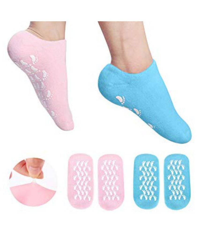     			Gel Pad heel socks Free Size(Blue Color)