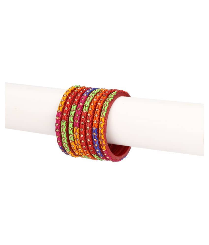 AFAST Designer Colorful Collection Purple 12 Fashion Bangle Set Ornamented With Exclusive Beads-GD1 - Bangles & Bracelets | Buy online on ZillyBuy
