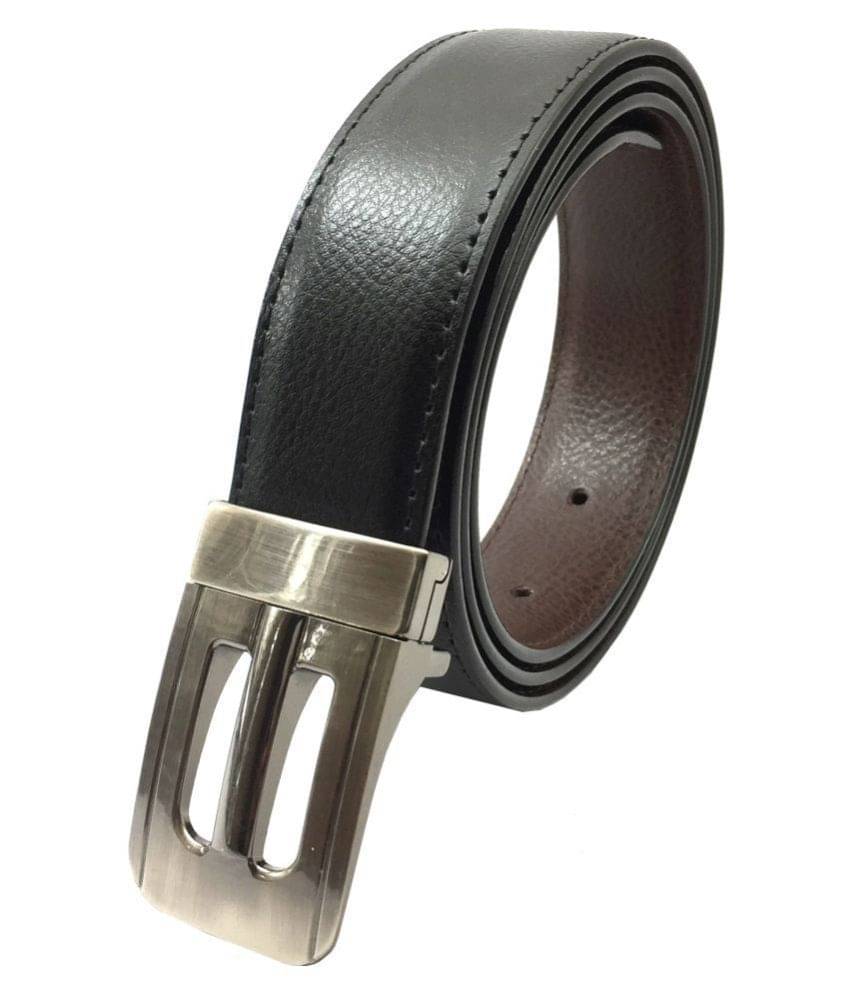     			SAGIR ITALIAN LEATHER Black Faux Leather Formal Belt