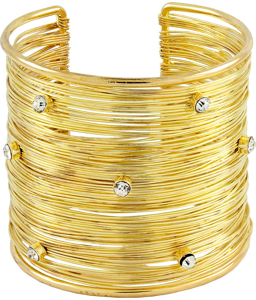 The Jewelbox Party Statement Mesh Imported 18K Gold CZ Free Size Cuff Kada Bangle Bracelet Girls Women - Bangles & Bracelets | Buy online on ZillyBuy