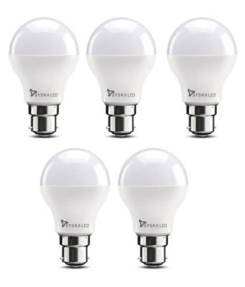     			Syska 9W LED Bulb Cool Day Light - Pack of 5