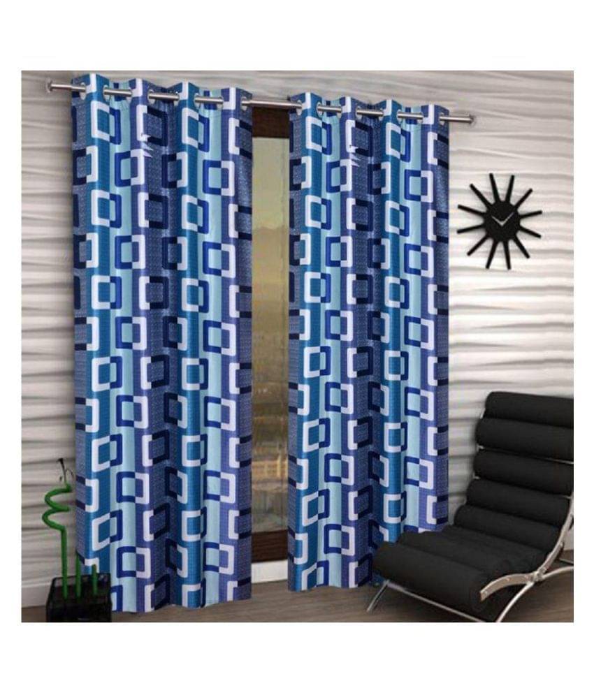 Tanishka Fabs Semi-Transparent Curtain 7 ft ( Pack of 2 ) - Blue Tanishka Fabs Semi-Transparent Curtain 7 ft ( Pack of 2 ) - Blue