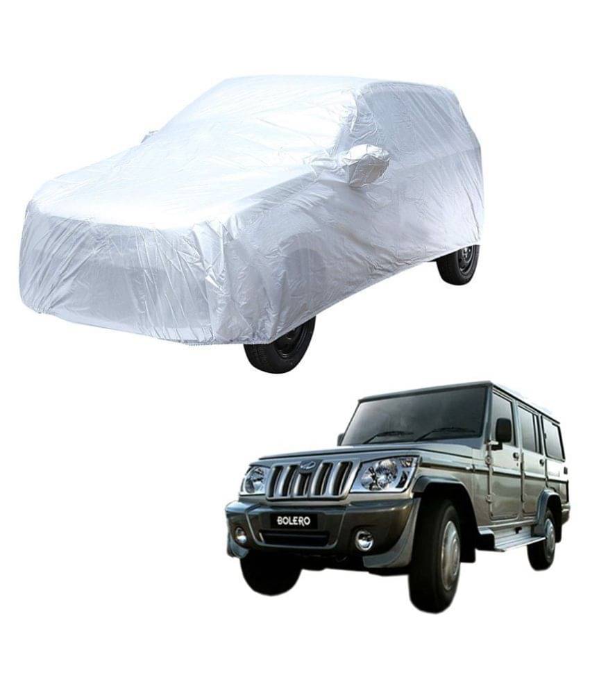    			Autoretail Silver Color Dust Proof Car Body Polyster Cover With Mirror Pocket Polyster For Mahindra Bolero