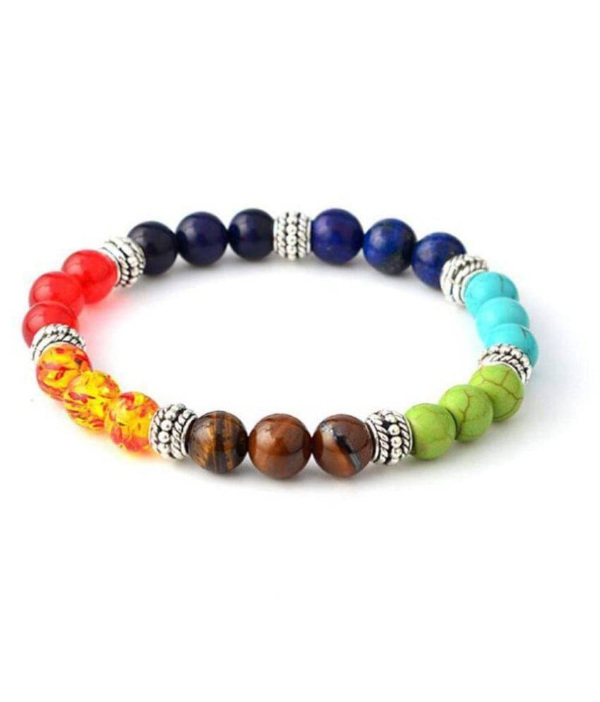     			7 Chakra Healing Balance Beaded Bracelet Natural Stone Yoga Reiki Prayer D1