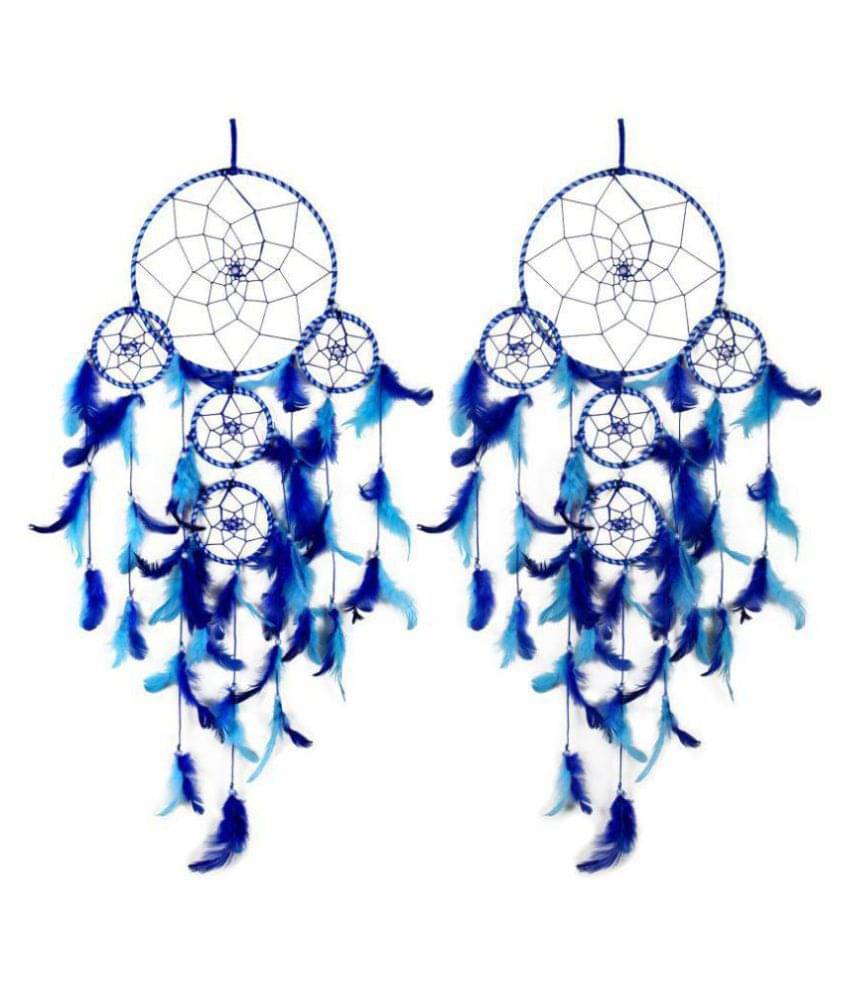     			Meher Collection Feather Blue Dream Catcher - Pack of 2 ( X cms )