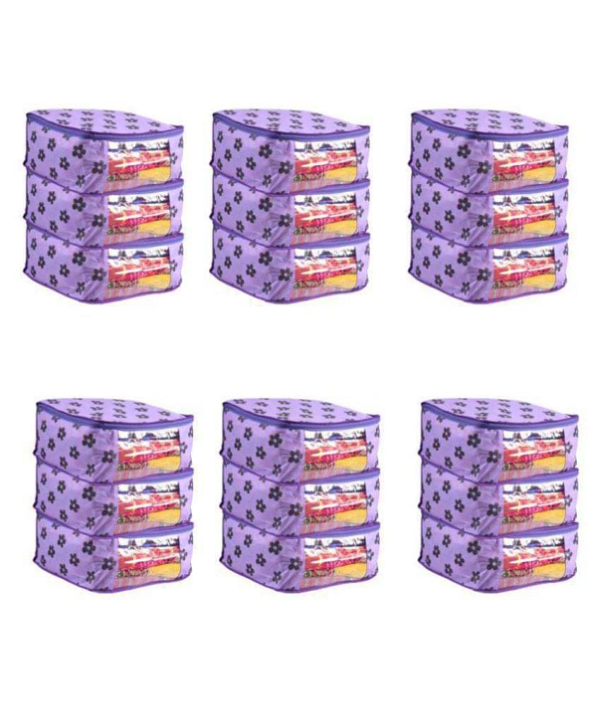PrettyKrafts Saree Cover Set of 18 Large Flower Prints/Wardrobe Organiser/Clothes Bag_ PrettyKrafts Saree Cover Set of 18 Large Flower Prints/Wardrobe Organiser/Clothes Bag_