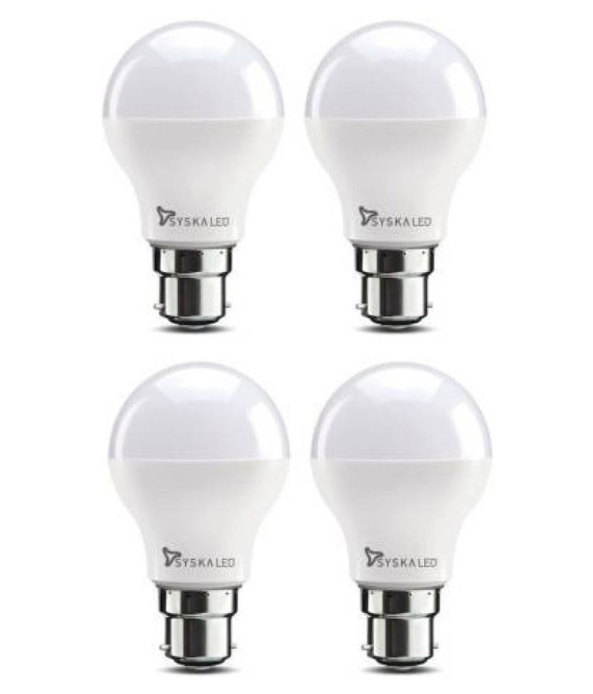     			Syska 9W LED Bulb Cool Day Light - Pack of 4