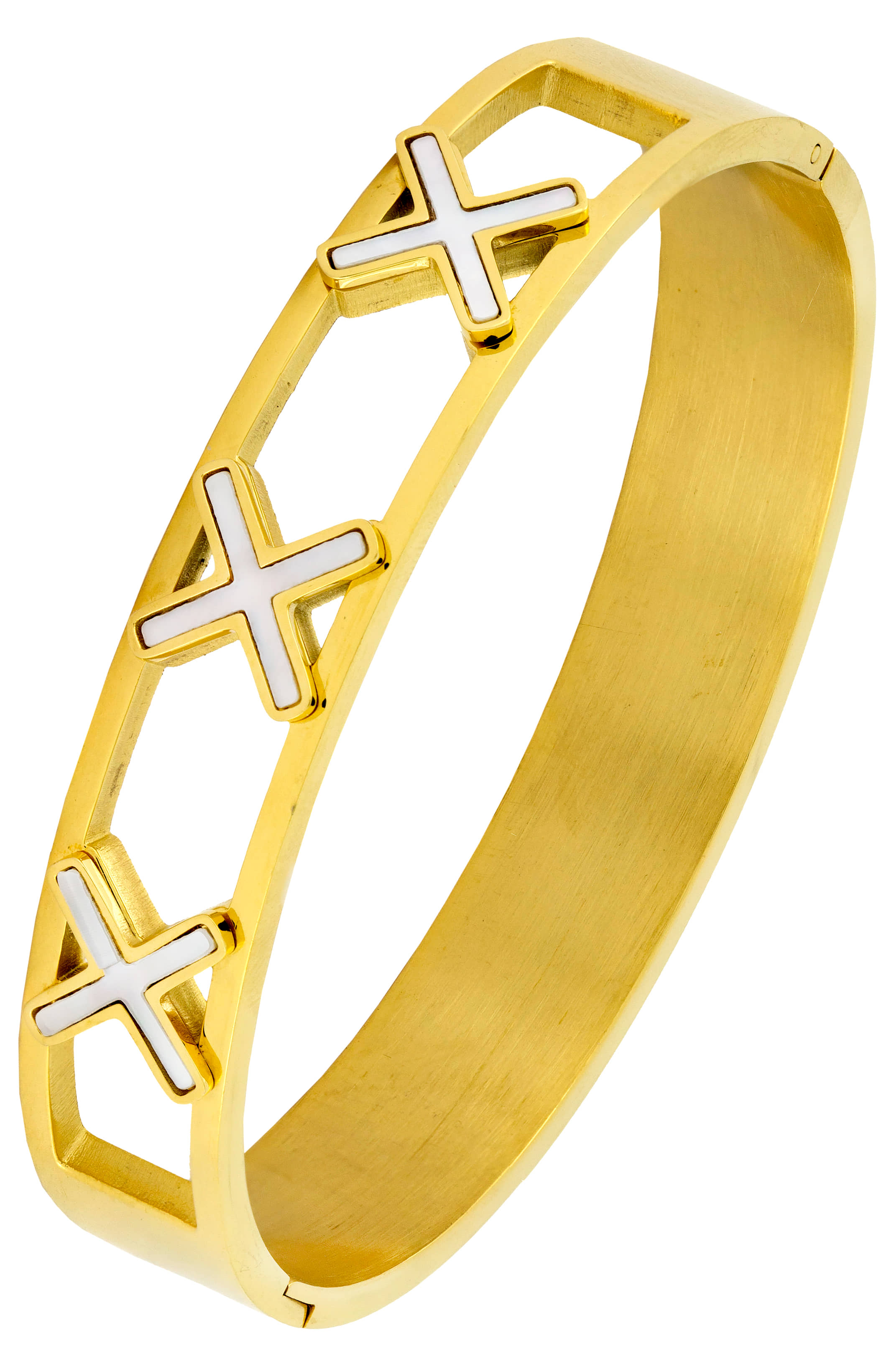 The Jewelbox Cross 18K Gold 316L Surgical Stainless Steel Openable Bangle Cuff Kada Bracelet For Men - Bangles & Bracelets | Buy online on ZillyBuy