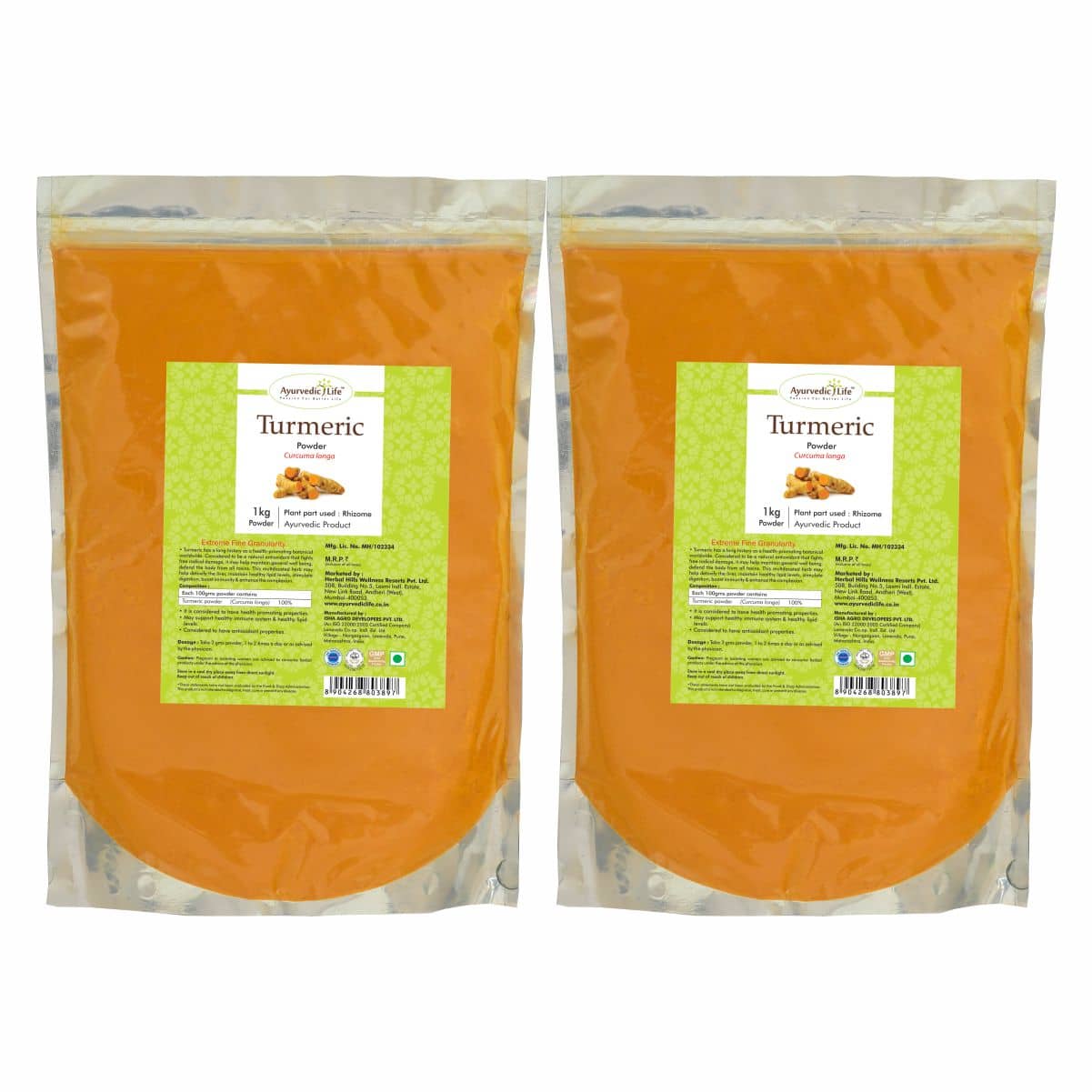 Ayurvedic Life Turmeric Powder 1 kg Pack of 2