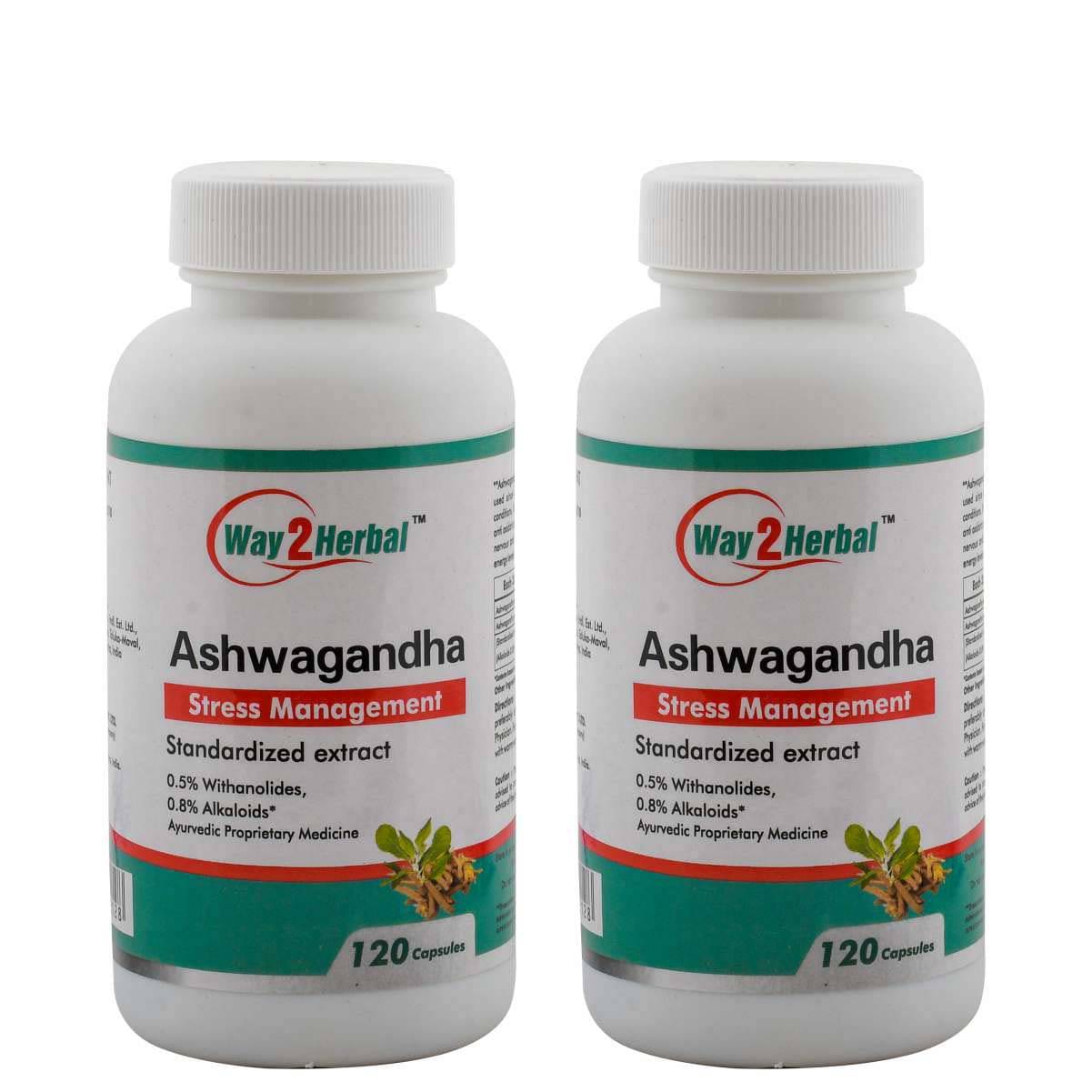     			Way2Herbal Ashwagandha Capsule 120 no.s Pack of 2