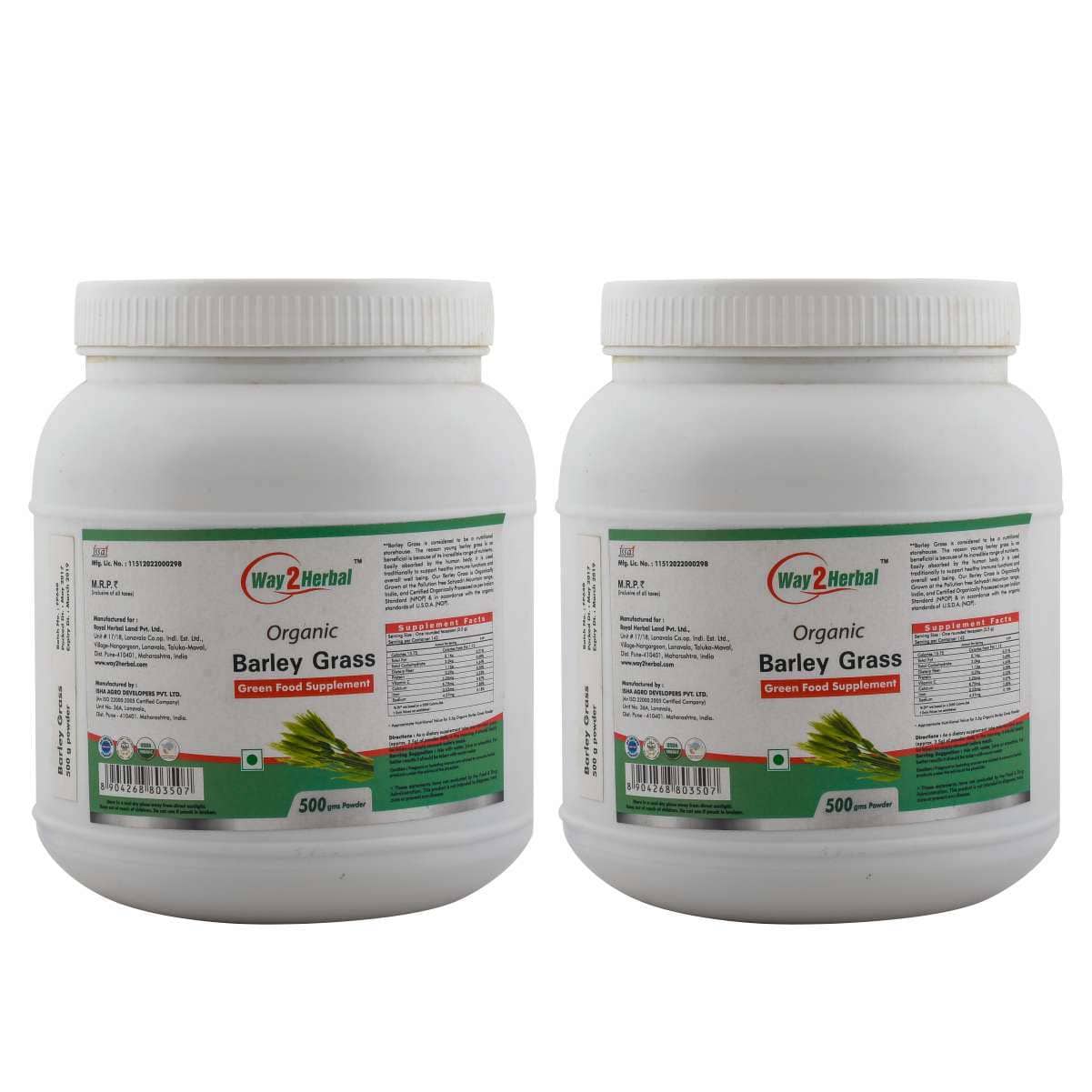 Way2Herbal Barley Grass Powder 500 gm Pack of 2