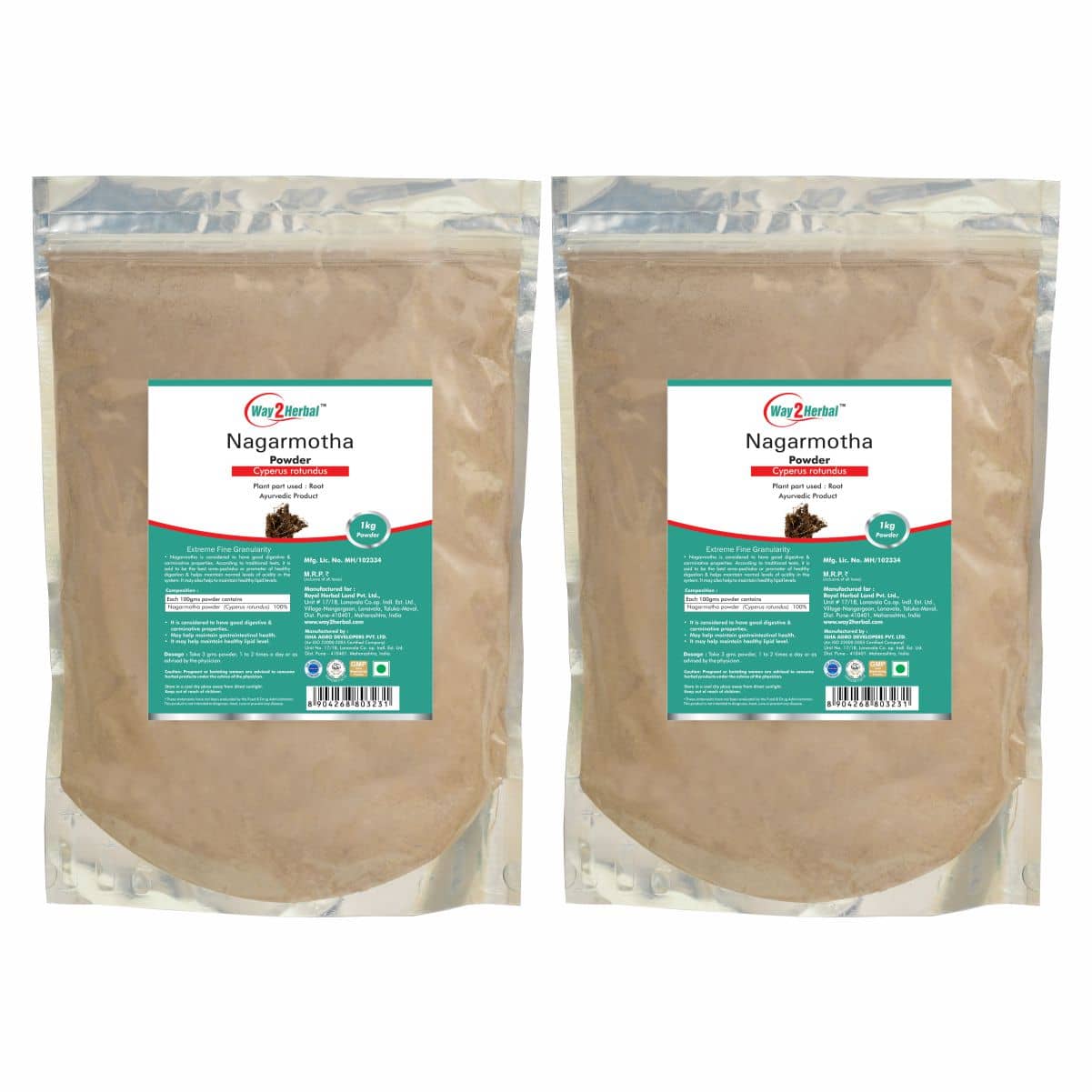 Way2Herbal Nagarmotha Powder 1 kg Pack of 2