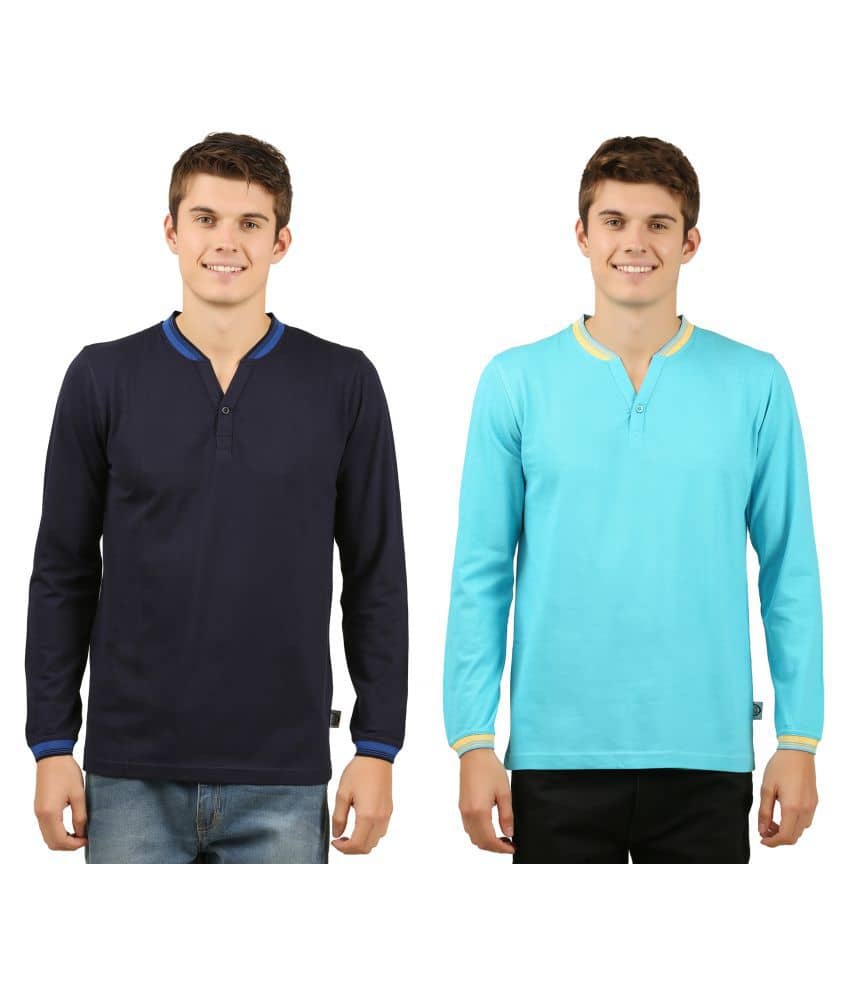 Zebu Pack of 2 Cotton Regular Fit Men's T-Shirt ( Navy Blue )
