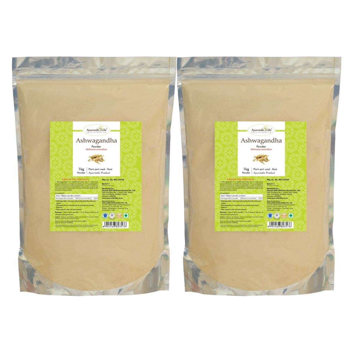 Ayurvedic Life Ashwagandha Powder 1 kg Pack of 2     			Ayurvedic Life Ashwagandha Powder 1 kg Pack of 2