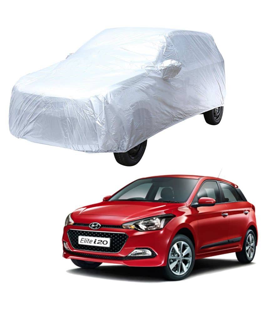 Autoretail Silver Color Car Cover With Mirror Pocket Polyster For Hyundai Elite I20