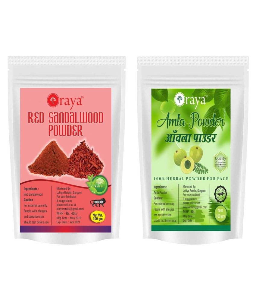     			ORAYA 100% Pure Red Sandalwood Powder & Amla Powder Skin Whitening Face Pack 200 gm Pack of 2